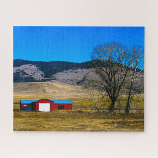 Barn in Montana, USA Sky Rustic Photography Jigsaw Puzzle