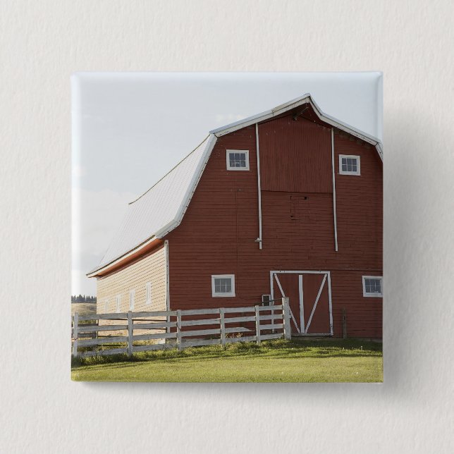 Barn in rural landscape 15 cm square badge (Front)