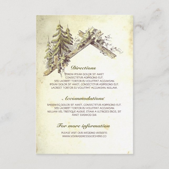 Barn in the Wood Wedding Details Card (Front)
