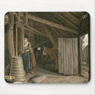 Barn Interior with a Maid Churning Butter Mouse Mat