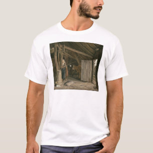 Barn Interior with a Maid Churning Butter T-Shirt