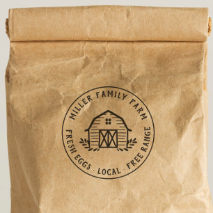 Barn Logo Family Farm Custom Round Chicken Egg Rubber Stamp