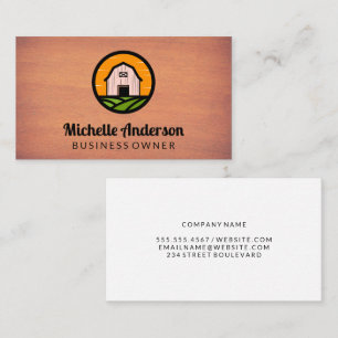 Barn Logo Wood Business Card
