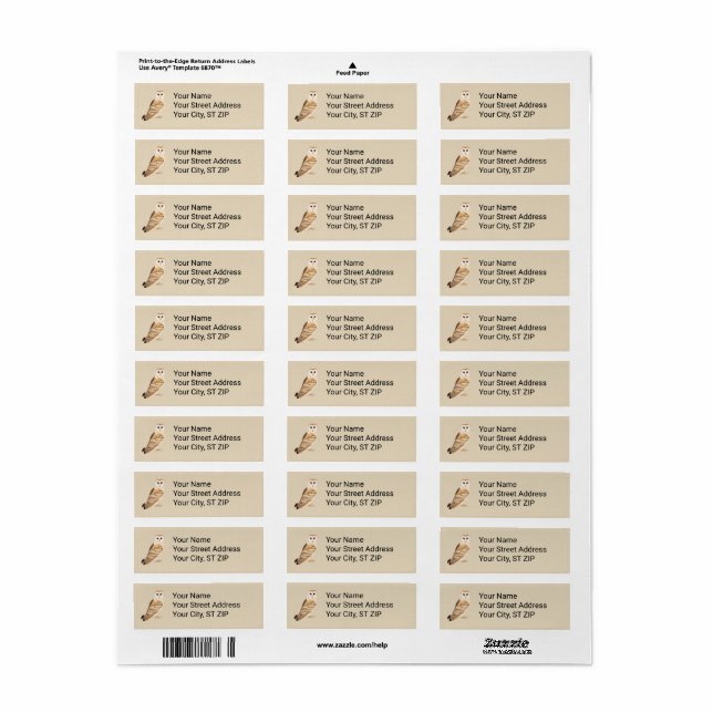 Barn Owl Address Labels (Full Sheet)
