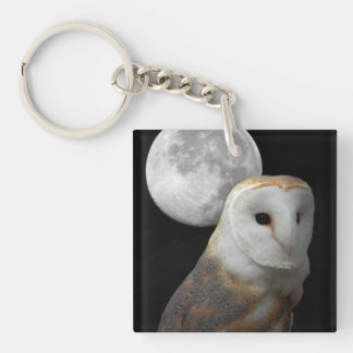 Barn Owl and Moon keychain