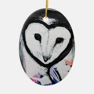 Barn Owl Art                                       Ceramic Tree Decoration