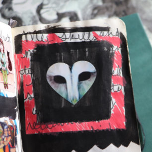 Barn Owl Art Heart Sticker