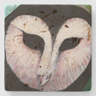 Barn Owl Art Stone Coaster