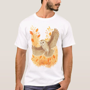 Barn owl autumn leaves T-Shirt