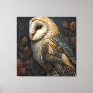Barn Owl Autumn Portrait Canvas Print
