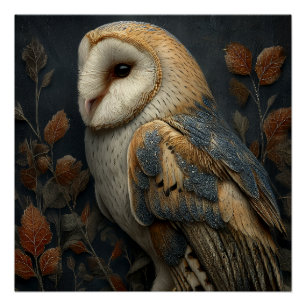 Barn Owl Autumn Portrait Poster