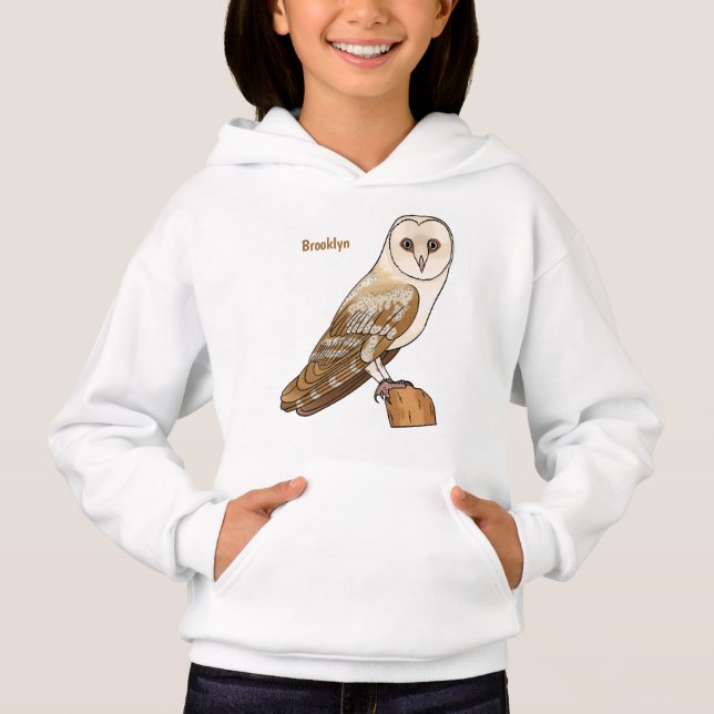 Barn owl bird cartoon illustration  (Front)