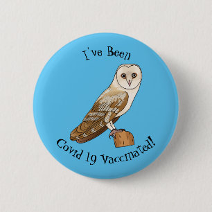 Barn owl bird cartoon illustration 6 cm round badge