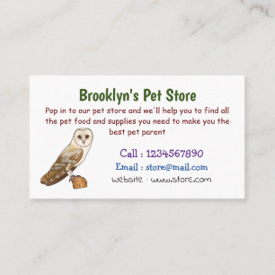 Barn owl bird cartoon illustration business card