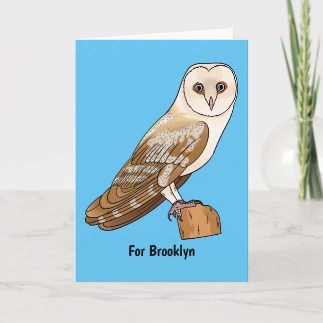 Barn owl bird cartoon illustration card (Front)