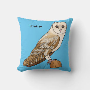 Barn owl bird cartoon illustration cushion