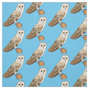 Barn owl bird cartoon illustration fabric