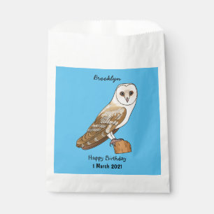 Barn owl bird cartoon illustration favour bags
