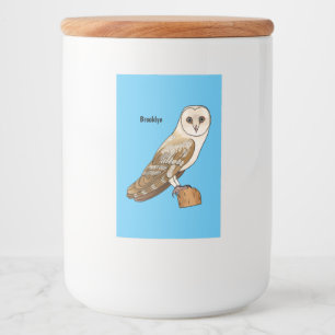 Barn owl bird cartoon illustration food label