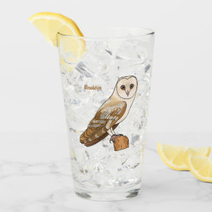 Barn owl bird cartoon illustration glass
