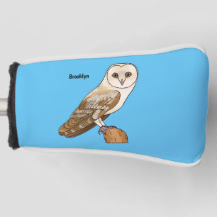 Barn owl bird cartoon illustration golf head cover