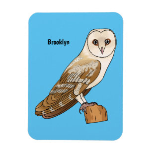 Barn owl bird cartoon illustration magnet