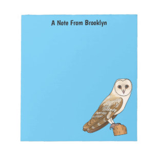 Barn owl bird cartoon illustration notepad