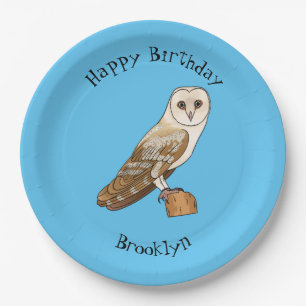 Barn owl bird cartoon illustration paper plate