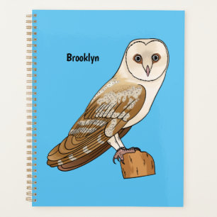 Barn owl bird cartoon illustration planner