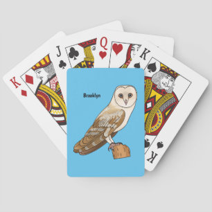Barn owl bird cartoon illustration playing cards