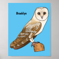 Barn owl bird cartoon illustration 