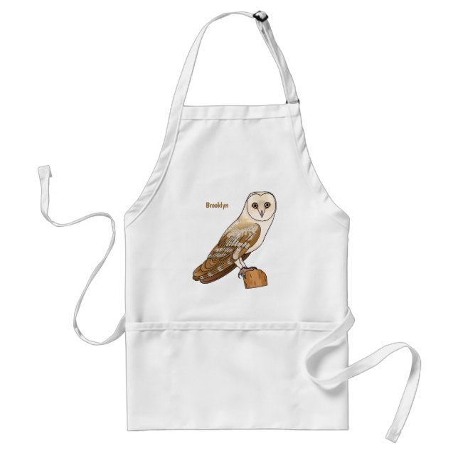 Barn owl bird cartoon illustration standard apron (Front)
