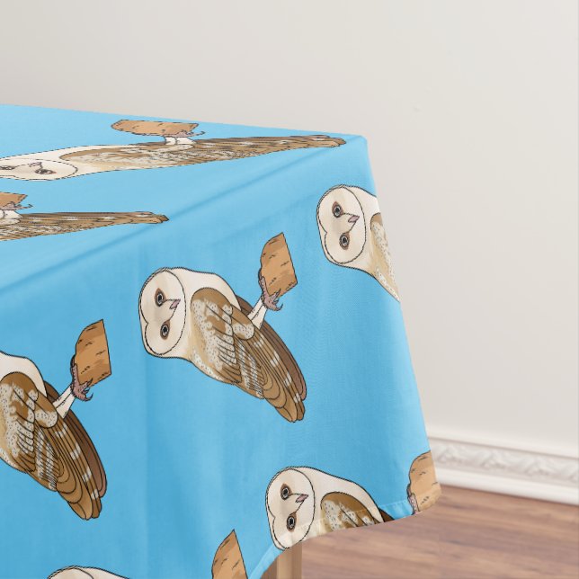 Barn owl bird cartoon illustration tablecloth (In Situ)
