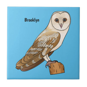 Barn owl bird cartoon illustration tile
