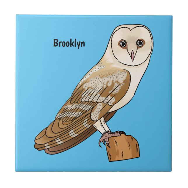 Barn owl bird cartoon illustration  tile (Front)