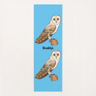 Barn owl bird cartoon illustration yoga mat