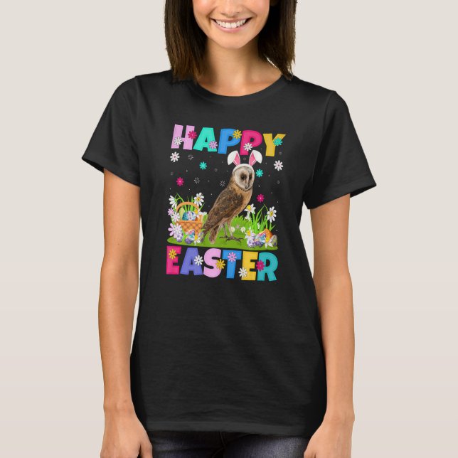 Barn Owl Bird Happy Easter Bunny Barn Owl Easter S T-Shirt (Front)