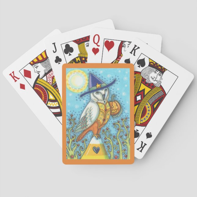 BARN OWL, CANDY CORN, HALLOWEEN PLAYING CARDS (Back)