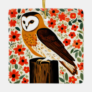 Barn Owl Ceramic Ornament