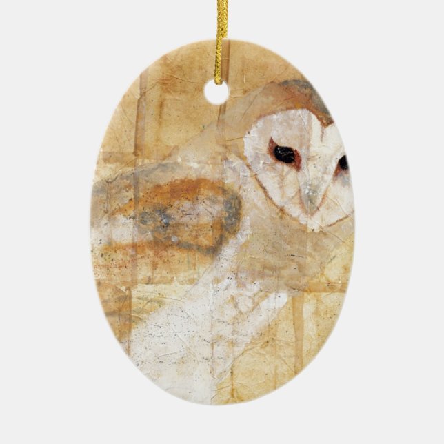 Barn Owl Ceramic Tree Decoration (Front)