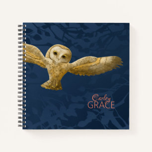 Barn Owl, Dark Blue Personalised Journal