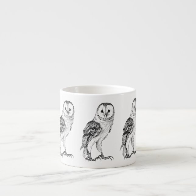 Barn Owl - Drawing In Black Pen Espresso Cup (Front)