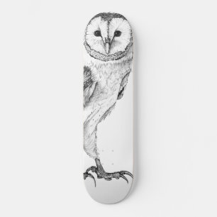 Barn Owl - Drawing In Black Pen Skateboard
