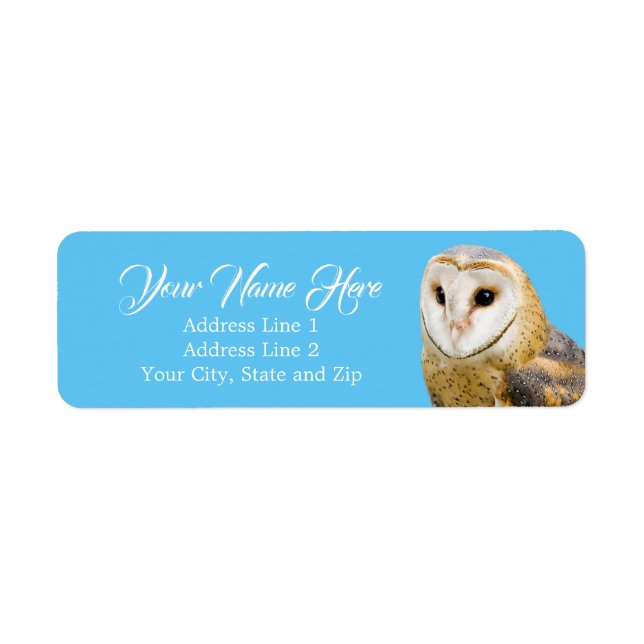 Barn Owl Face Blue Return Address (Front)