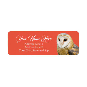Barn Owl Face Red Return Address