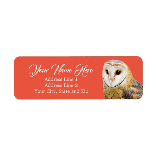 Barn Owl Face Red Return Address (Front)