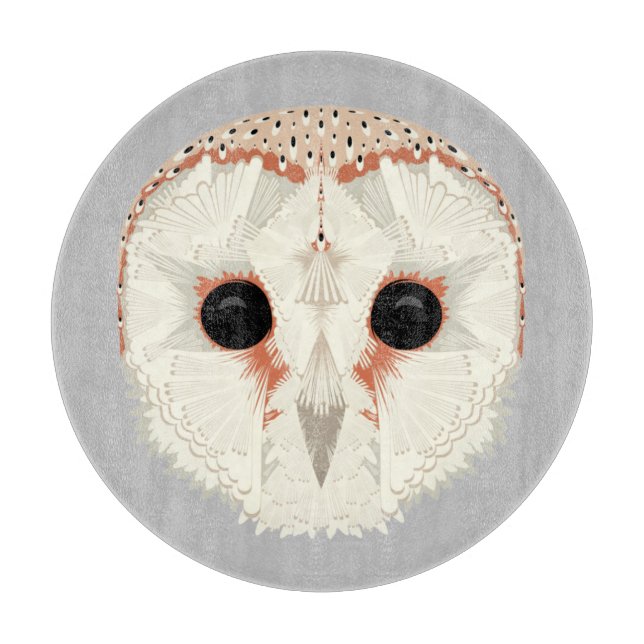 Barn Owl Glass Cutting Board (Front)