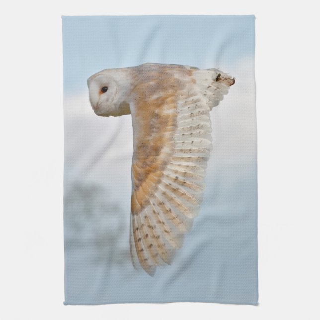 Barn Owl in Flight Kitchen Towel (Vertical)