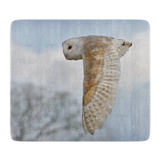 Barn Owl in Flight Rectangle Cutting Board (Front)