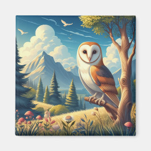Barn Owl In Nature Magnet